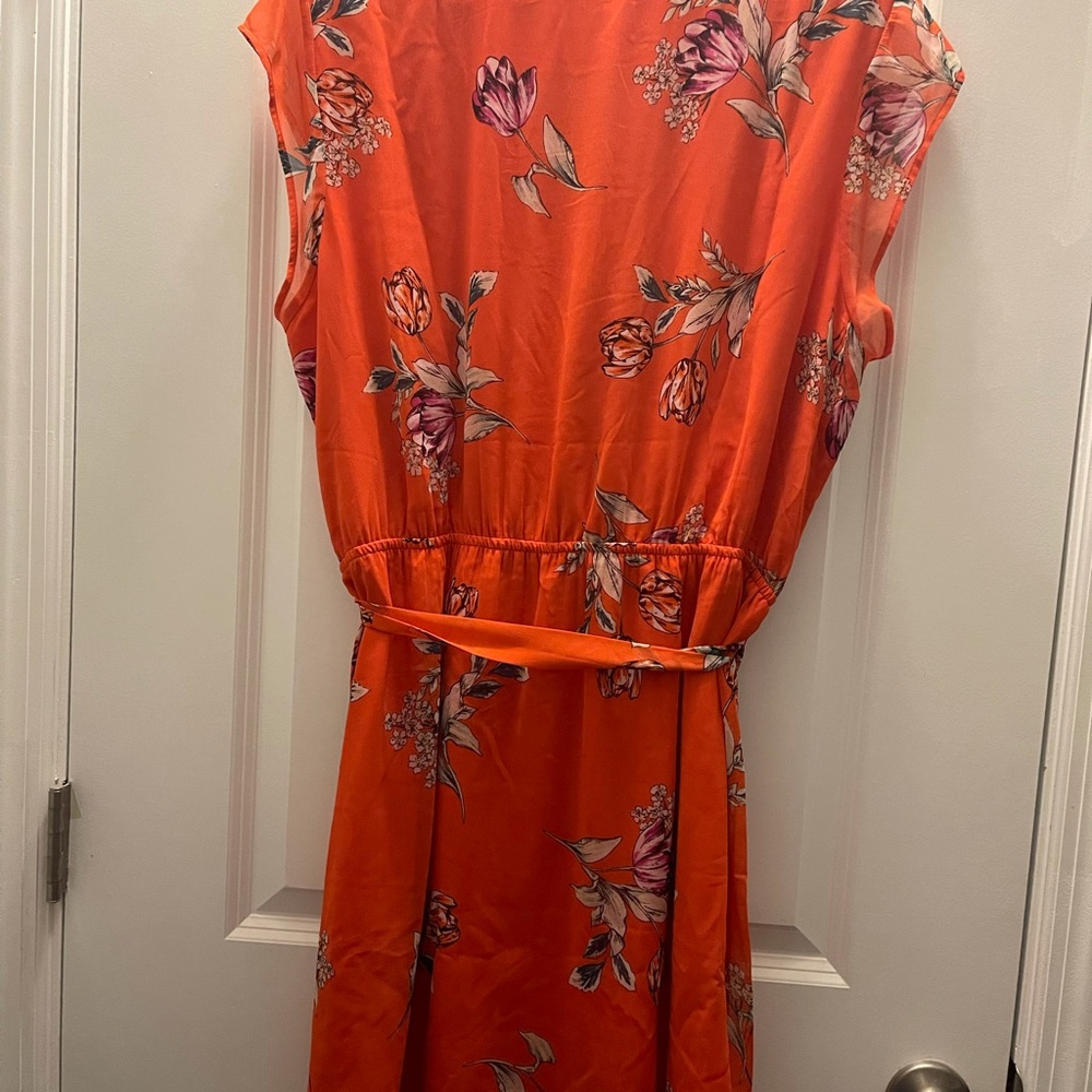 Daniel Rainn XL Retro Floral Top Dress in coral